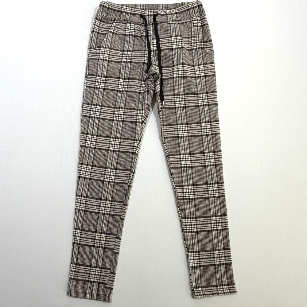 Venti6 Plaid Pants Womens Small S Made In Italy Drawstring Jogger Stretch Check